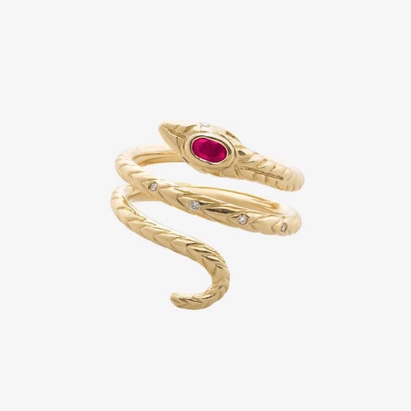 Anine Bing Jewelry - Anine Bing 14K Gold Ruby Snake Ring